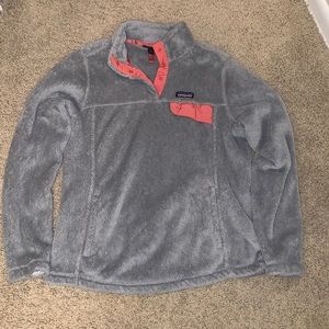 Patagonia Women's Re-Tool Snap-T Fleece Pullover Gray and pink large